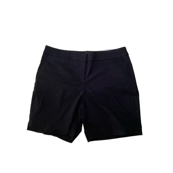 Van Heusen Super Stretch Bermuda Short Women's 12 Black Slash Pocket Flat Front - Picture 1 of 6